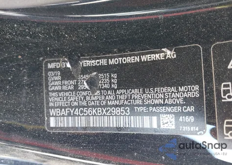 2019 BMW M850I xDrive from USA, damaged, VIN WBAFY4C56KBX29853